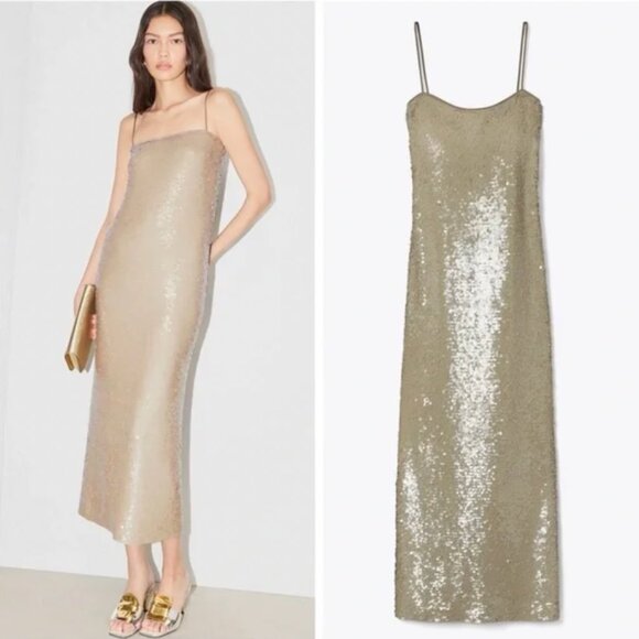 Tory Burch Sequinned Midi Dress - Picture 1 of 6